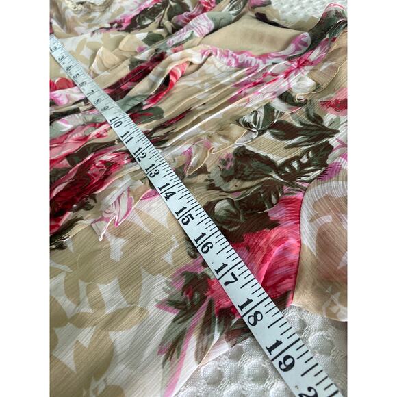 Ranna Gill Small‎ Floral Eden Romantic Ruffle Sequin Beaded Flowy Blouse - Picture 8 of 13